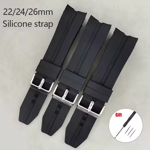 Soft Waterproof Sport Watch Strap for Seiko Curved End Silicone Wrist Straps for Rolex 22 24 26mm Re