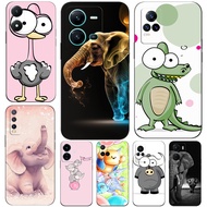 Case For Vivo V5 V5S V7 PLUS + V11i  V11 Pro Phone Back Cover Soft Black Tpu Animal Lovely Elephant Lion