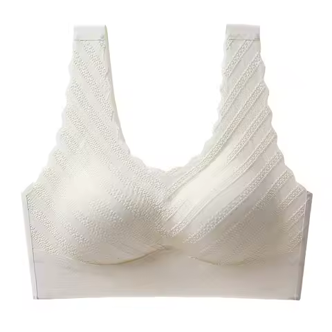 Seamless Sports Bra Lace Women's Plus size Push Up Latex Fixed Cup Wireless Sleeping Lingerie
