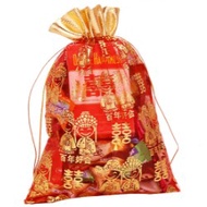 紅色 NG百年好合 金邊喜(囍)字網紗袋 婚禮小物/手工皂包裝/喜糖袋/糖果袋/束口袋/首飾袋-10入