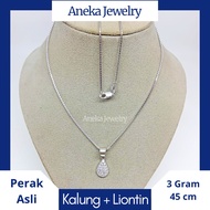 Italian Santa Necklace + oval Eye Pendant 925 Silver White Gold Plated Silver Necklace White Gold Ne