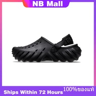 ของแท้พิเศษ Crocs Classic Echo Clog Black Shoes Non-Slip Thick Sole Beach Sandals 207937-001 รองเท้า