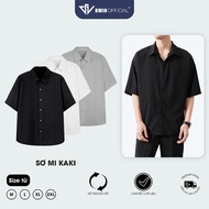 DWIN men's and women's short-sleeved shirt, 300 gsm khaki cotton fabric, basic unisex loose fit SM03