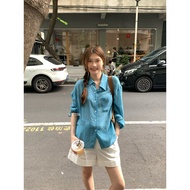 [KITTIN] Lyocell knotted loose shirt - Korean style office women's shirt 80032