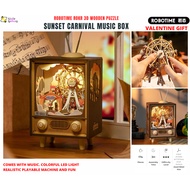 Ready Stock -  Valentine Gift Robotime Rolife 3D Wooden Puzzle - Sunset Carnival DIY Music Box 3D Wo