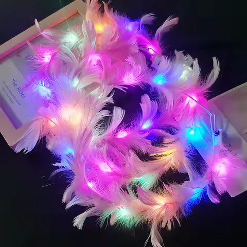 10pcs LED Feather Wreath Crown Headband Light Up Feather Headband Luminous Headdress Perfect for Par