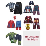 3D costume for kids Captain .Spider-Man .Iron man.hulk.batman for kids 2-9yrs