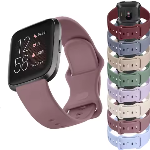 Silicone Watch Strap for Fitbit Versa/Versa 2/Versa Lite Band Soft Adjustable Wristband for Fitbit V