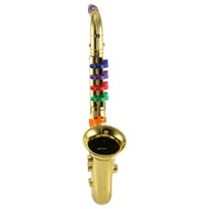 E1(UJCZ) Saxophone 8 Colored Keys Metallic Simulation Props Play Mini Musical for Children Birthday