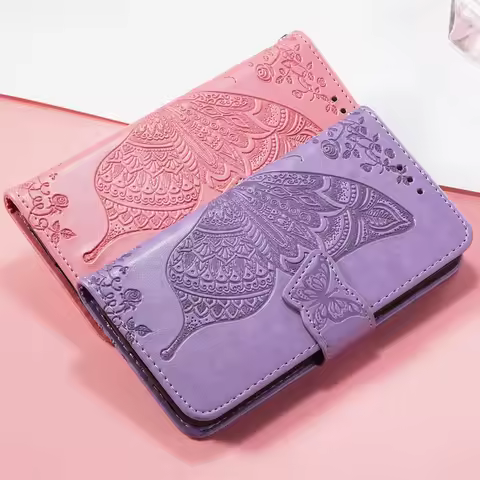 Butterfly Leather Case For Realme 5 6 7 8 9 10 11 Pro Plus 9i 8i 7i 6i 5i 5s 6s C55 C35 C30 C30S C21