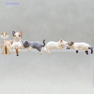 Qinkelai จำลองการ์ตูนตู้ปลารูปแมวแขวนขอบตู้ปลารูปปั้นขนาดเล็กของตกแต่งบ้านของขวัญบนโต๊ะน่ารัก