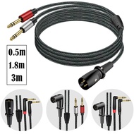 XLR Male to Dual 6.35mm Stereo Male Y-Splitter Audio Cable, Balanced 3-Pin XLR to 2x 1/4″ TRS Breako