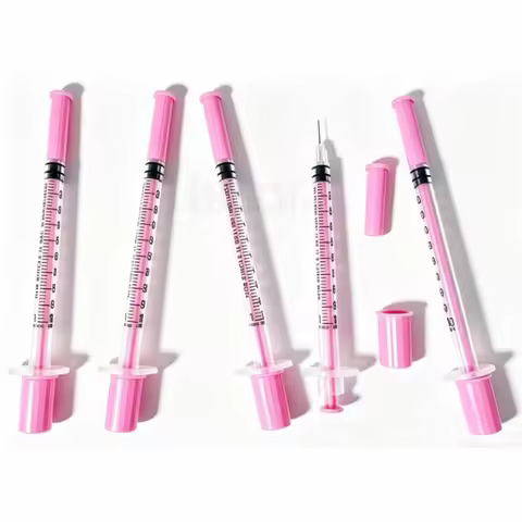 100pcs 1ml 0.5ml 29G 30G 31G 6mm 8mm Disposable Plastic Veterinary Syringe With Needles Pet Animal D