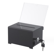 1 PCS Donation Box with Lock Ballot Box with Sign Holder Acrylic Black for Fundraising Donation
