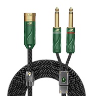 GOLLEY LION 3-Pin XLR Male to Dual 6.35 1/4 TS Mono Mic Patch Cable XLR to Double 6.35mm Y Splitter 