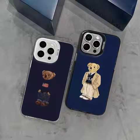 Cute bear Phone Case IMD FOR iPhone 16 15 14 13 12 11 Pro Max XR 8 7 Plus and Samsung Galaxy ultra C