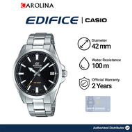 Jam Tangan Pria Casio Edifice EFV-100D-1A Analog 3 Jarum Black Dial Silver Stainless Steel Strap