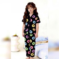 (VITRISHOP) KIDS  PYJAMAS BUTANG BUDAK LENGAN SUKU COTTON POLYSTER PREMIUM