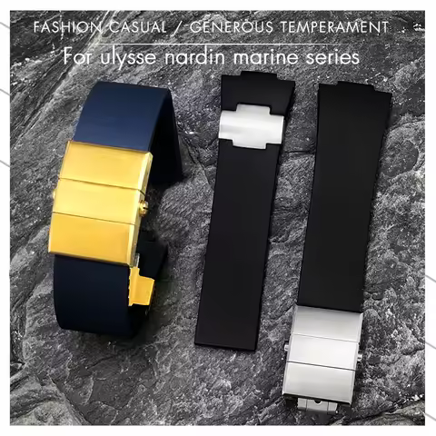 25mm Rubber Watchband for Athens Observation Navigation 1183 Men's Women's Waterproof For Ulysse Nar