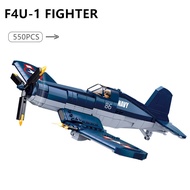 550PCS WW2 Pacific Storm Military F4U-1 Pirate Fighter Building Blocks Air Force Model Bricks Plane 