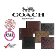 *SG* Coach Men's Compact ID / Double Billfold / Coin Wallet in Crossgrain Sport Leather [Many Models Available]