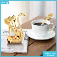 KIND Swan Spoons, Creative with 6 Spoons Swan Base Stand Spoons, Table Decoration Elegant Stirring M
