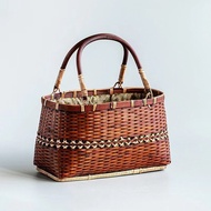 กระเป๋าสานไม้ไผ่ทำด้วยมือ JLO503กระเป๋าใส่ของจีนย้อนยุคชุดชาเซนตะกร้าไม้ไผ่ชุดชาศิลปะกระเป๋าเก็บของกระเป๋าถือผู้หญิง