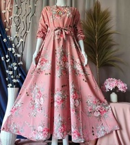 BAJU GAMIS KATUN MOTIF BUNGA SAKURA TERBARU