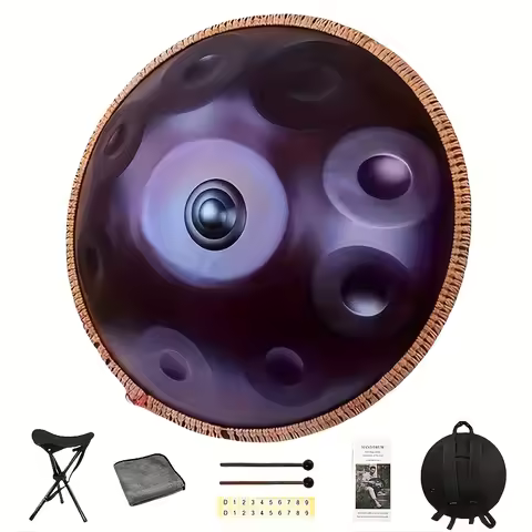 High Quality440Hz Triple-Topped 9-Note 18" D Minor Kurd Handpan Drum - Steel Tongue Instrument For Y