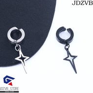 JDZVB Cross Clip Earring Geometric Simple Fake Piercing Stainless Steel Male Drop Earring Non-Pierci