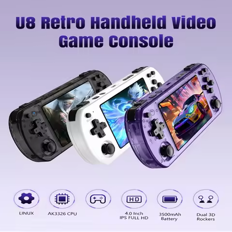 Retro Handheld Game Console U8 Linux System 4.0 Inch IPS Screen Portable Game Console 64GB 15000+ Cl