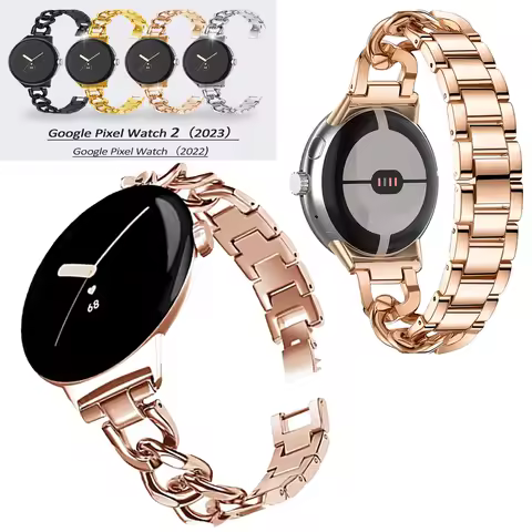 Metal compatible Google Pixel Watch 2 wristband, stylish metal chain replacement wristband, [ no gap
