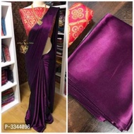 Satin silk saree/with contrast blouse
