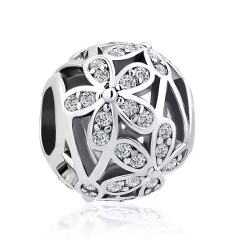 New White Stone Pave European Diy Bead Fit Original Charms 925 Sterling Silver Bracelet Accessories