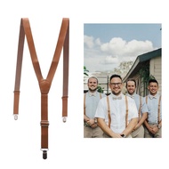 118*2.2ซม. Mens Womens PU Leather Suspenders Y-Back Retro Braces Clip-On โอกาสพิเศษ Wear