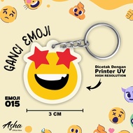 GANTUNGAN EMOJI THEME KEYCHAIN - CUTE ACRYLIC KEYCHAIN WITH DOUBLE-SIDED EMOJI PRINT 015
