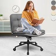 Criss Cross Desk Chair for Cross Legged Sitting, Easy to Assemble Criss Cross Chair with Wheels - Premium Detachable Wheel and Swivel Design,Cozy Grey Ergonomic Office Chair with Wide Comfy Seating