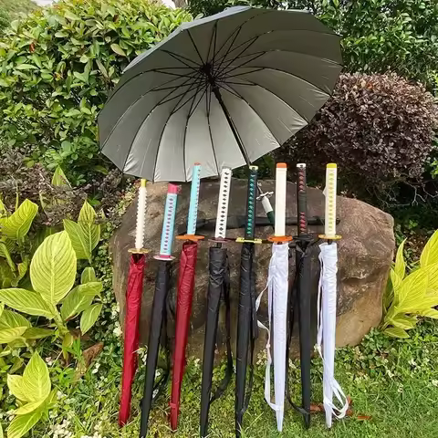 Katana Anime Umbrella Ninja Long Parasol Kimetsu No Yaiba Tanjirou Cosplayer Samurai Sword Katana Ha