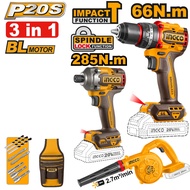 INGCO Combo set 14  ชุดคอมโบ3ชิ้น สว่าน66Nm+ไขควง285Nm+เครื่องเป่าลมไร้สาย COMBO SET สุดคุ้ม ชุดคอมโ