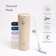 SWANZ Revo One Touch Thermal Flask 550ml - Single Combo - Vacuum Insulated Ceramic Tumbler, Thermos,