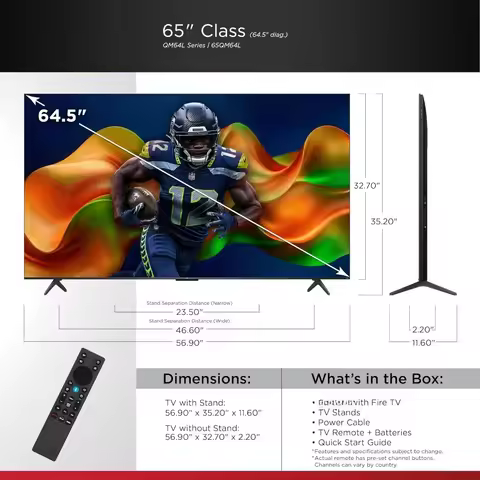 US Shipping Hot New 65 Inch Class Mini LED QLED 4K HDR Smart Fire TV 120Hz 144Hz High Brightness Dol