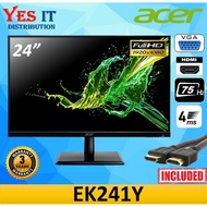 Acer EK241Y BIX 23.8" FHD 75Hz 4ms IPS FreeSync LED Monitor (HDMI / VGA) INCLUDED HDMI CABLE