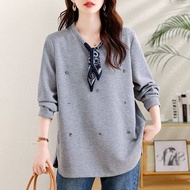 เสื้อดีไซน์ใหม่ฮู้ดแขนยาวสำหรับผู้หญิงขนาดพิเศษเสื้อมีฮู้ดแฟชั่นฤดูใบไม้ร่วงและฤดูหนาวสไตล์ลำลองเสื้