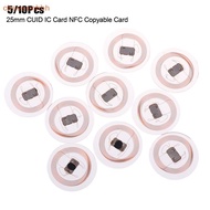 Cheehbh 5/10pcs CUID NFC Tag 25mm Rewritable Transparent Coin Card NFC Label For Proximity Keyfobs T