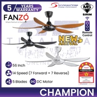 [NEW2022] FANZÓ CHAMPION Fan 56Inch 5 Blades 7 Speed DC Motor with Remote Control FANZO FANZÓ Ceiling Fan Kipas Siling