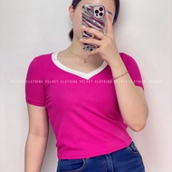 Women's V-neck Knit T-shirt Women's V-neck Knit Top Women's V-neck Knit T-shirt 4727