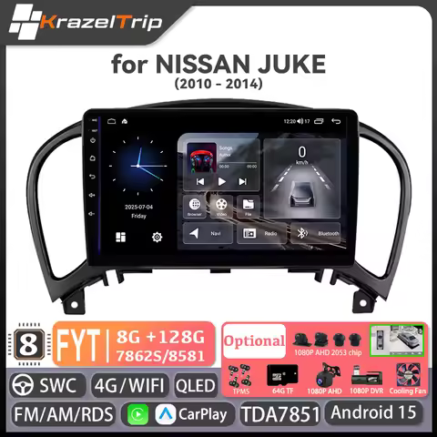 FYT7870 8 Core CarPlay Car Radio for NISSAN JUKE 2010 - 2014 QLED Android Auto Stereo Autoradio 4G D