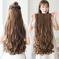 5 Clip 22 inches Natural Synthetic Long Wavy Hairpiece Clip In Hair Extensions Wigs