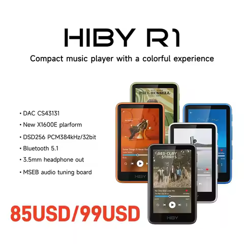HiBy R1 HiFi Audio Music Player MP3 USB DAC WiFi Bluetooth 5.1 DSD256 PCM384kHz/32bit X1600E CS43131
