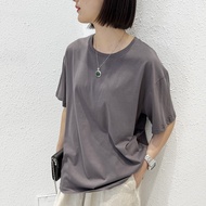 3.21 Welfare CY-11196 European Simple Solid Color Round Neck Loose Short Sleeve T